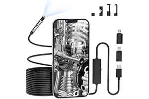 0.216 in Ultra-Thin Snake Inspection Borescope, Pancellent Type C Endoscope, Scope 1920P with 6 LED Lights for Android and iOS Smartphone, iPhone, iPad, Samsung (16.5FT)