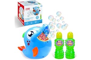 Kidzlane Bubble Maker Machine for Kids - Big Bubbles Speed Blower for Toddler's Outdoor Party Play - Makes 500 to 1000 per Minute (Bubble Dolphin)