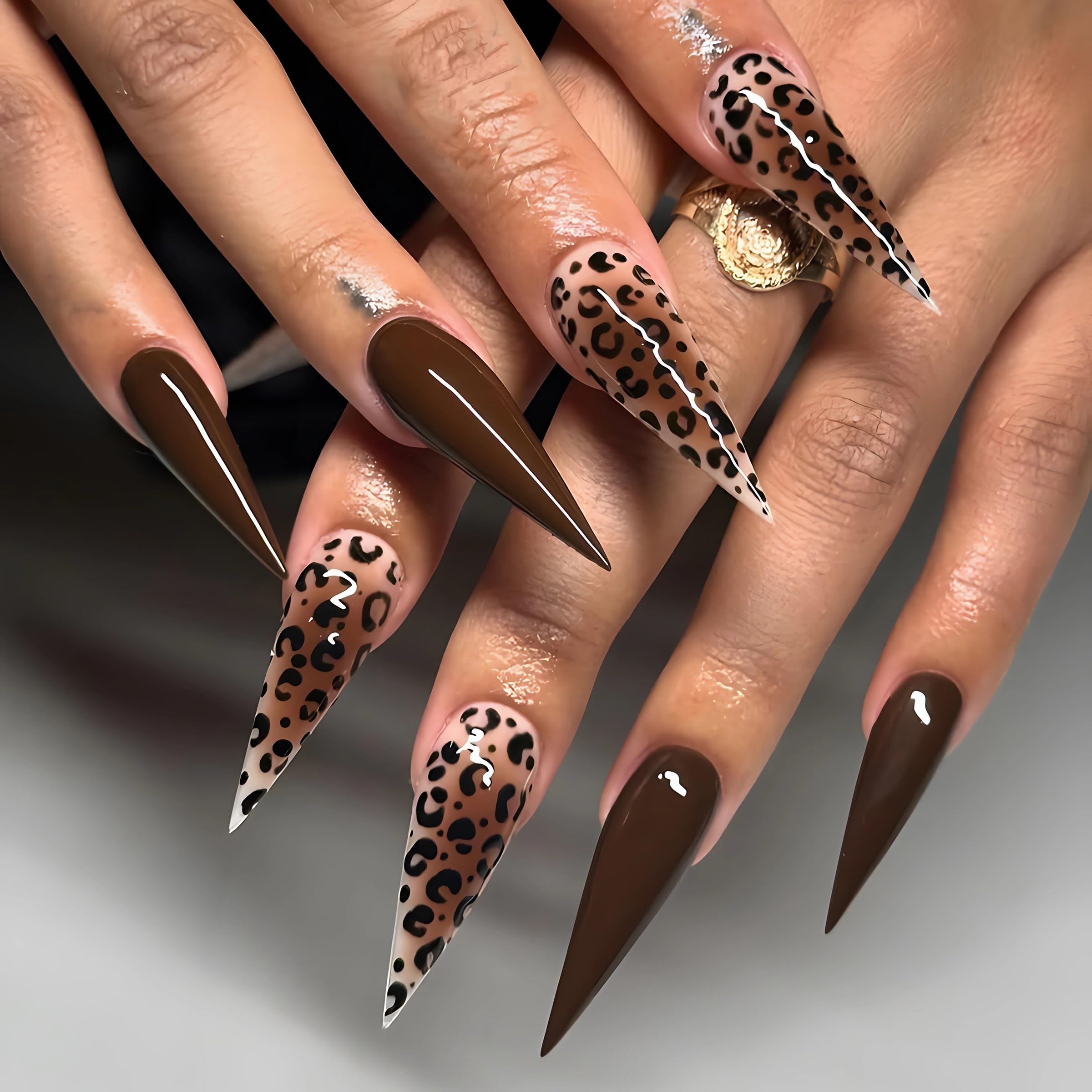 Photo 1 of **MISSING PARTS**
BABALAL Stiletto Press on Nails Long Fake Nails Brown Glue on Cheetah Acrylic Nails Wild Fall False Nails Art 24Pcs Glossy Stiletto Full Cover Stick on Nails for Women Girls