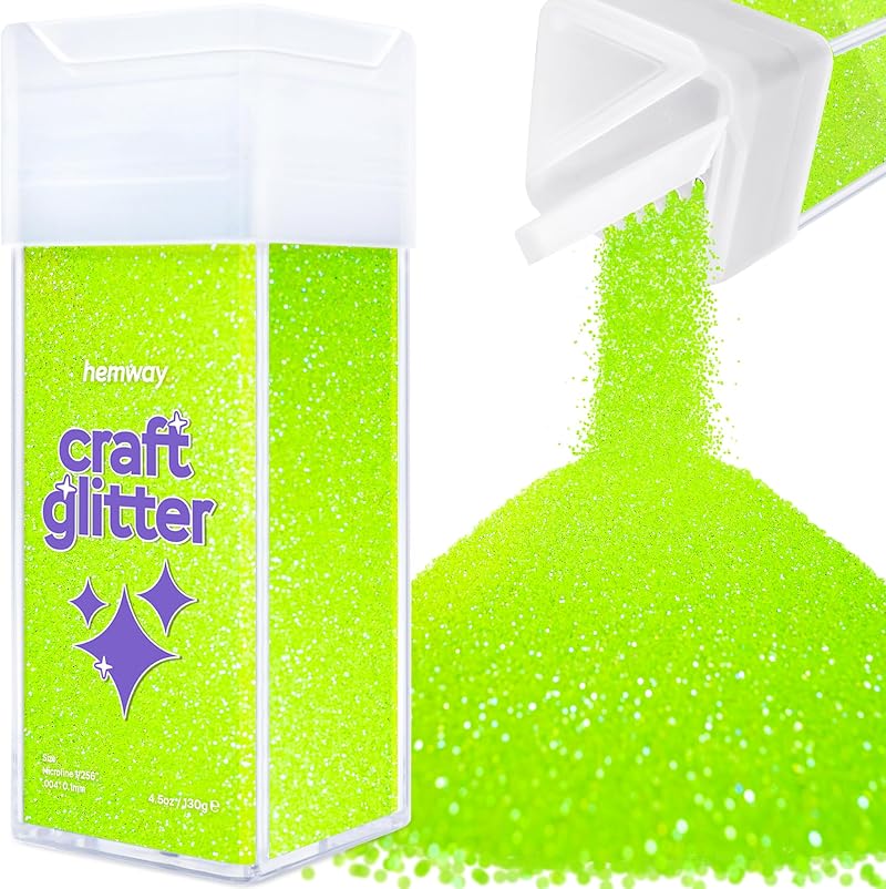 Hemway Fluorescent Green Glitter 130g Microfine Shaker Craft Resin Epoxy