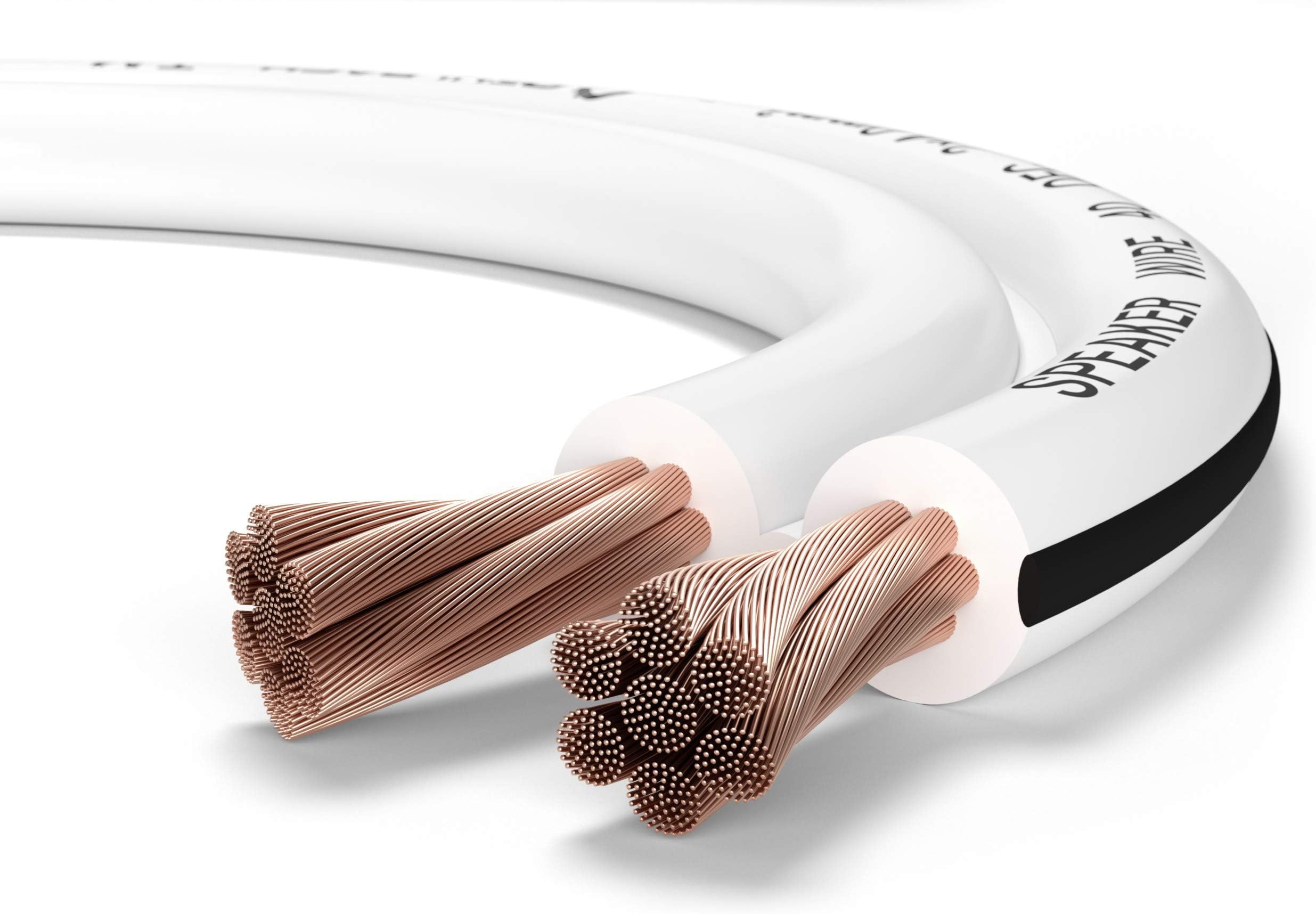 Oehlbach Speaker Wire SP-40 Stereo Hi-Fi Speaker Cable with OFC (Oxygen-Free Copper) 2 x 4.0 mm² Mini Coil Speaker Cable White 30 m