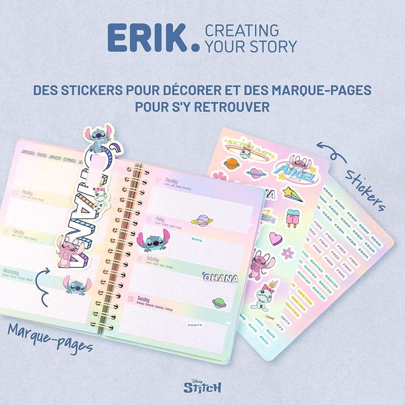 | Agenda Scolaire 2026 2027 Stitch et Angel - Semainier