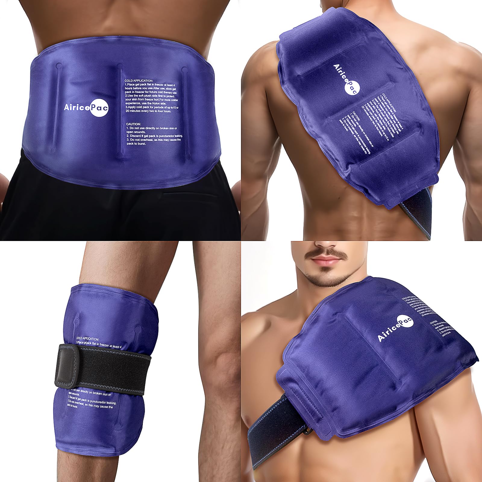Photo 1 of AiricePac Large Ice Pack for Injuries Reusable Gel for Lower Back, Cold Packs Wrap for Shoulder, Knee, Elbow, Hip, Leg, Soft Cold Compress,16 × 9"