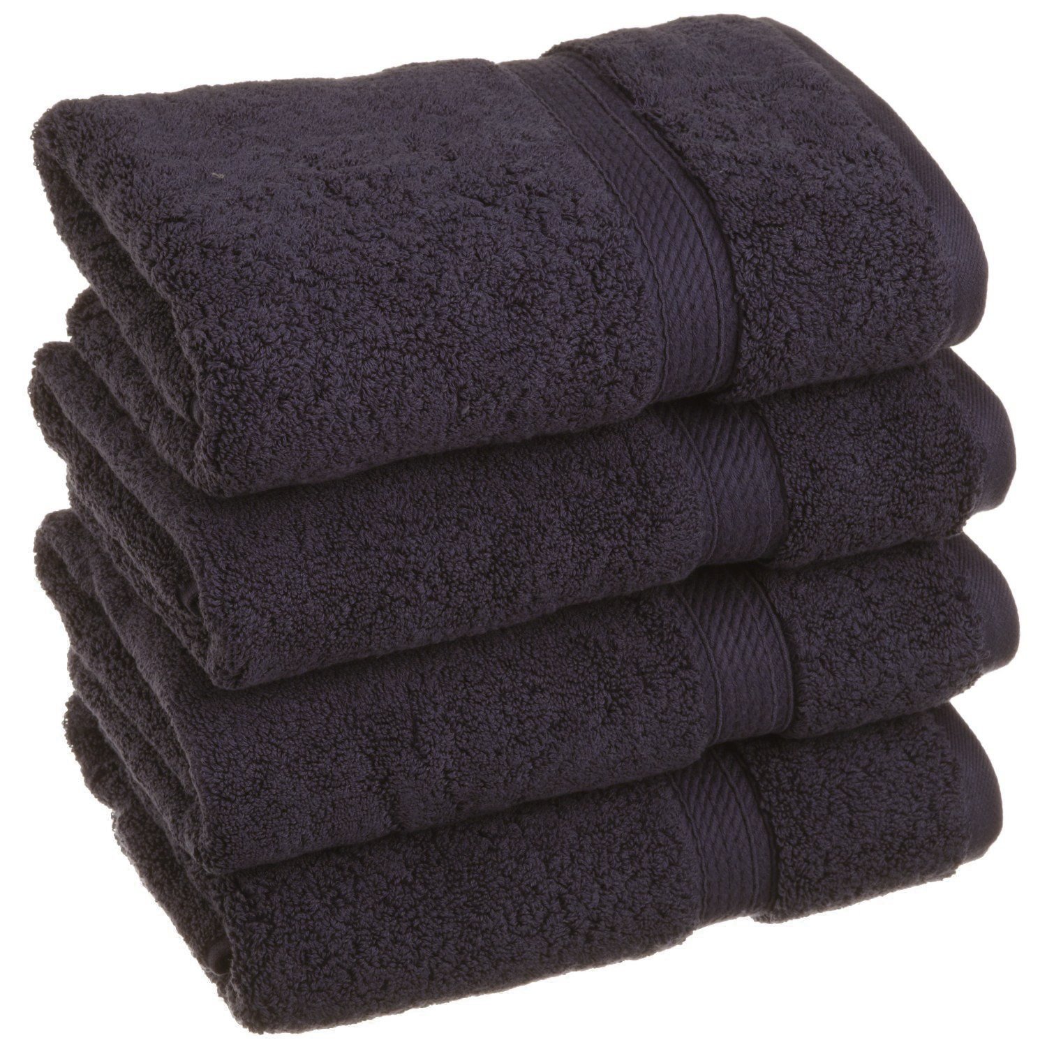 Superior Solid Egyptian Cotton Hand Towel Set, 20" x 30", Navy Blue, 4-Pieces