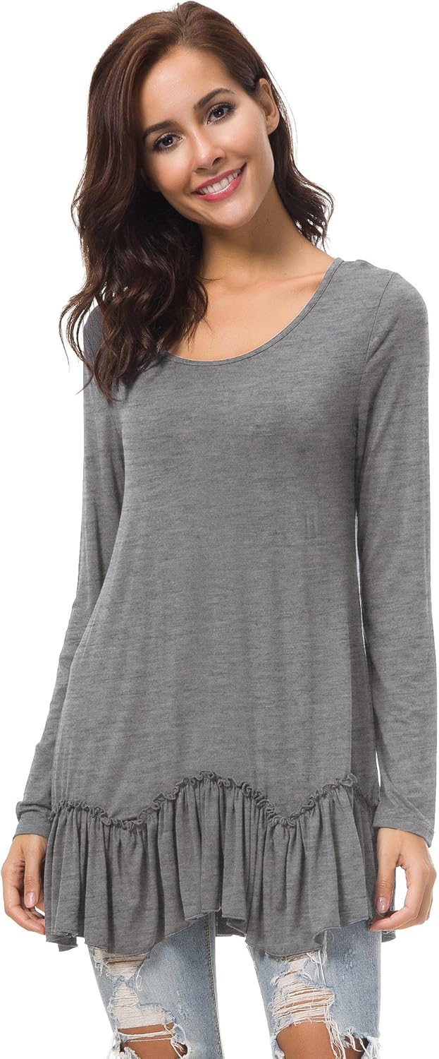 Urban CoCo Women's Casual T-Shirt Solid Long Sleeve Tunic Tops at  Women’s Clothing store