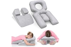 Novelledo Face Down Pillow After Eye Surgery,BBL Pillow After Surgery Stomach Sleeping Pillow,Home Massage Pillows Faces Down with Shredded Memory Foam and Removable Cover