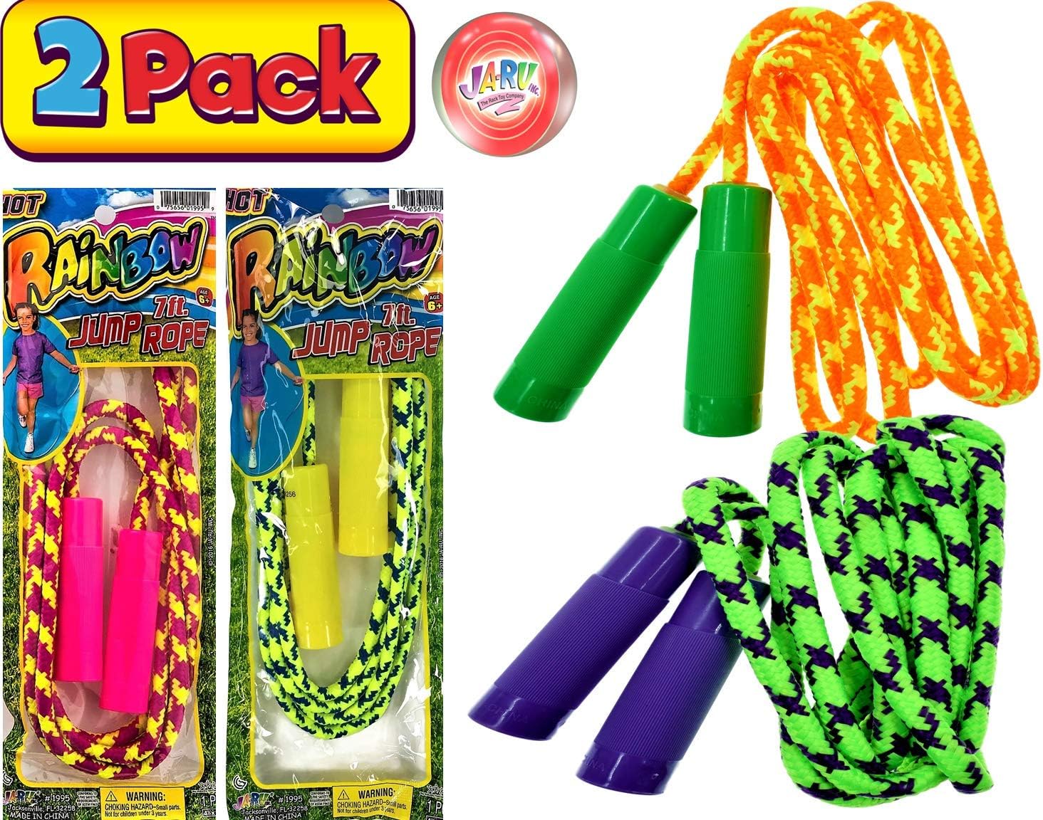 JARU Kids Jump Rope 7ft (Pack of 2 Jump Ropes in Bulk