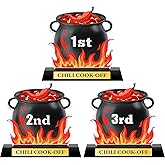 Sieral 3 Pcs Chili Cook Off Trophies Set Acrylic Cooking Pepper Pot with Base Trophy Available Prizes 1st 2nd 3rd Place Trophy for Chili Cook Off Party Decorations