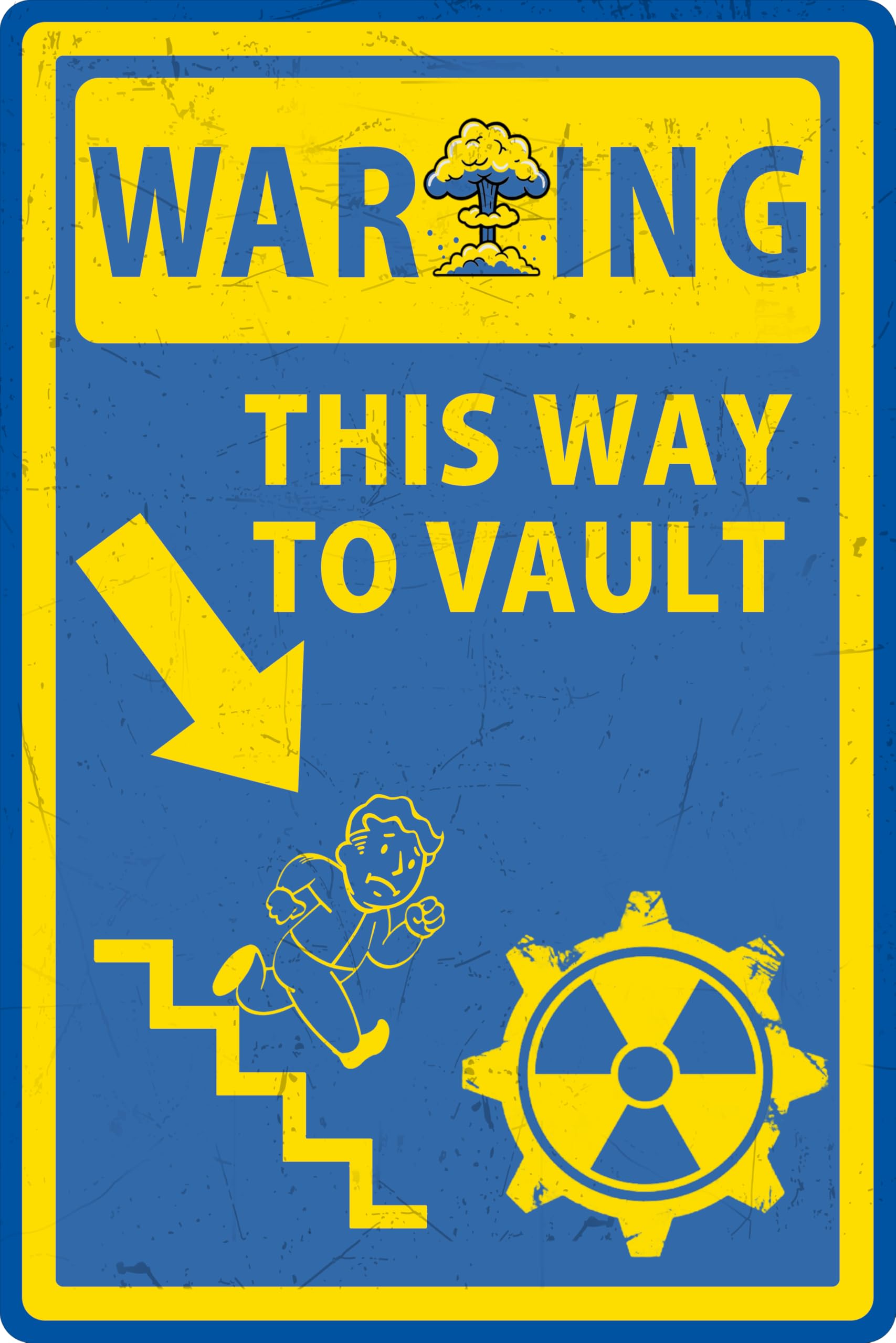 Photo 1 of Flinelife Fallout Shelter Sign, 8x12, Fallout Warning, Down Arrow, Garage Decor, Man Cave Decor