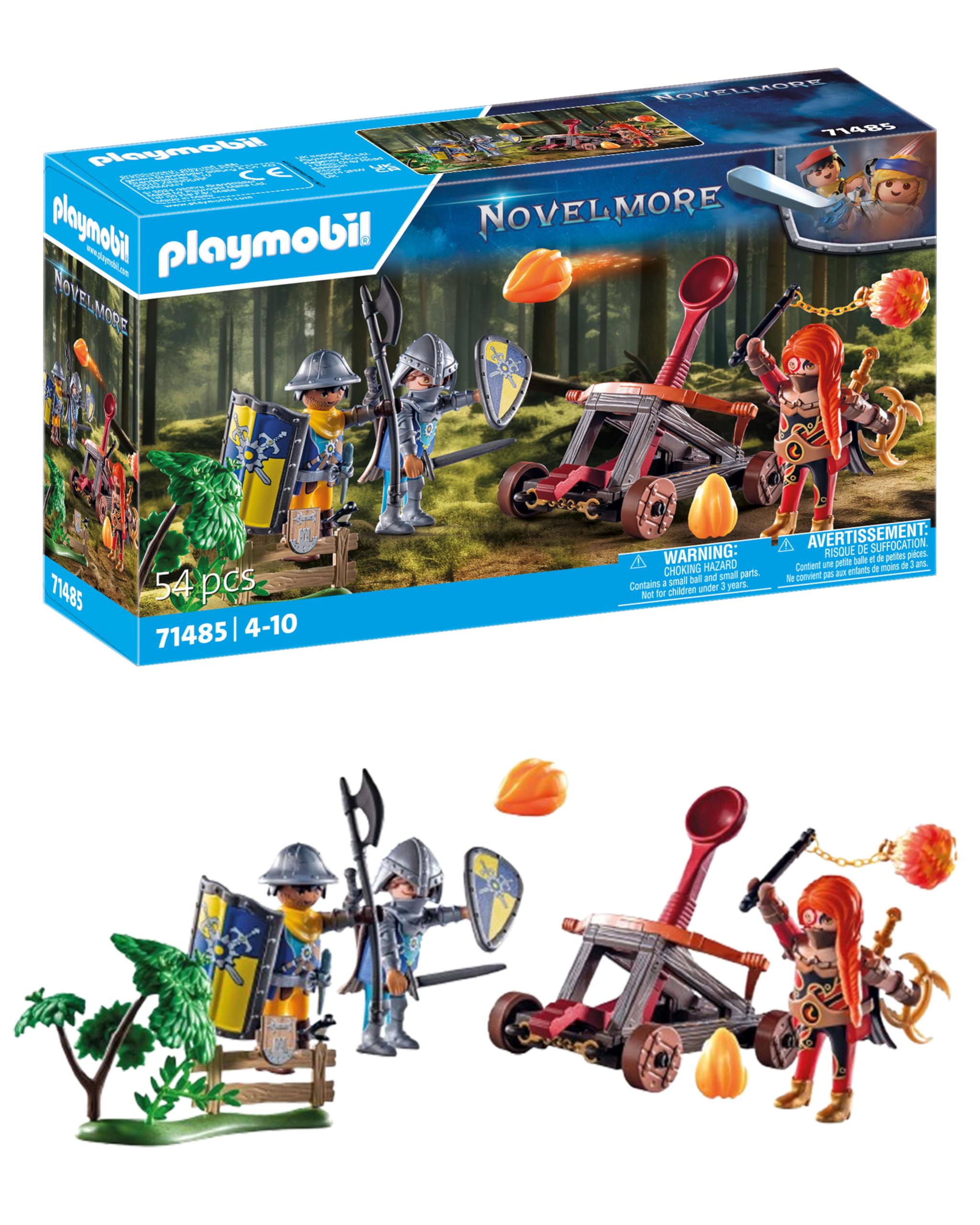 PLAYMOBIL 71485 Knights of Novelmore: Roadside Ambush, Novelmore Knights and Burnham Raiders, with realistic catapult, fun imaginative role-play, knight play sets suitable for children ages 4+ — image 1
