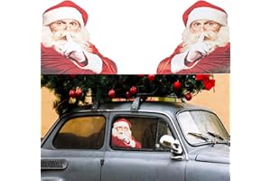 LOMIMOS 2PCS Christmas Car Rear Window Sticker,PVC self-Adhesive Hush Gesture Santa Claus Funny Vehicle Decal Window Cling Decoration (12 x 12’’)