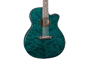 Luna Gypsy Quilt Top Acoustic/Electric Guitar, Teal