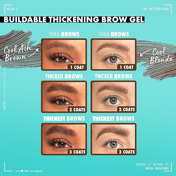 NYX PROFESSIONAL MAKEUP THICK IT STICK IT THICKENING BROW MASCARA, EYEBROW GEL – BRUNETTE