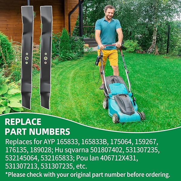 WYEVEE 331737B MULCHING LAWN MOWER BLADE, COMPATIBLE WITH AYP/CRAFTSMAN/HUS QVARNA/POU LAN 21″ CUT MOWERS, REPLACES 165833, 175052, 406712, 176135, 532175064, 2 PACK