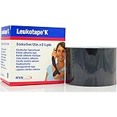 Leukotape K Elastic Kinesiology Tape 5cm x 5m Black Cotton Based Stretch Athletic Support Tape Adhesive Design for Training F