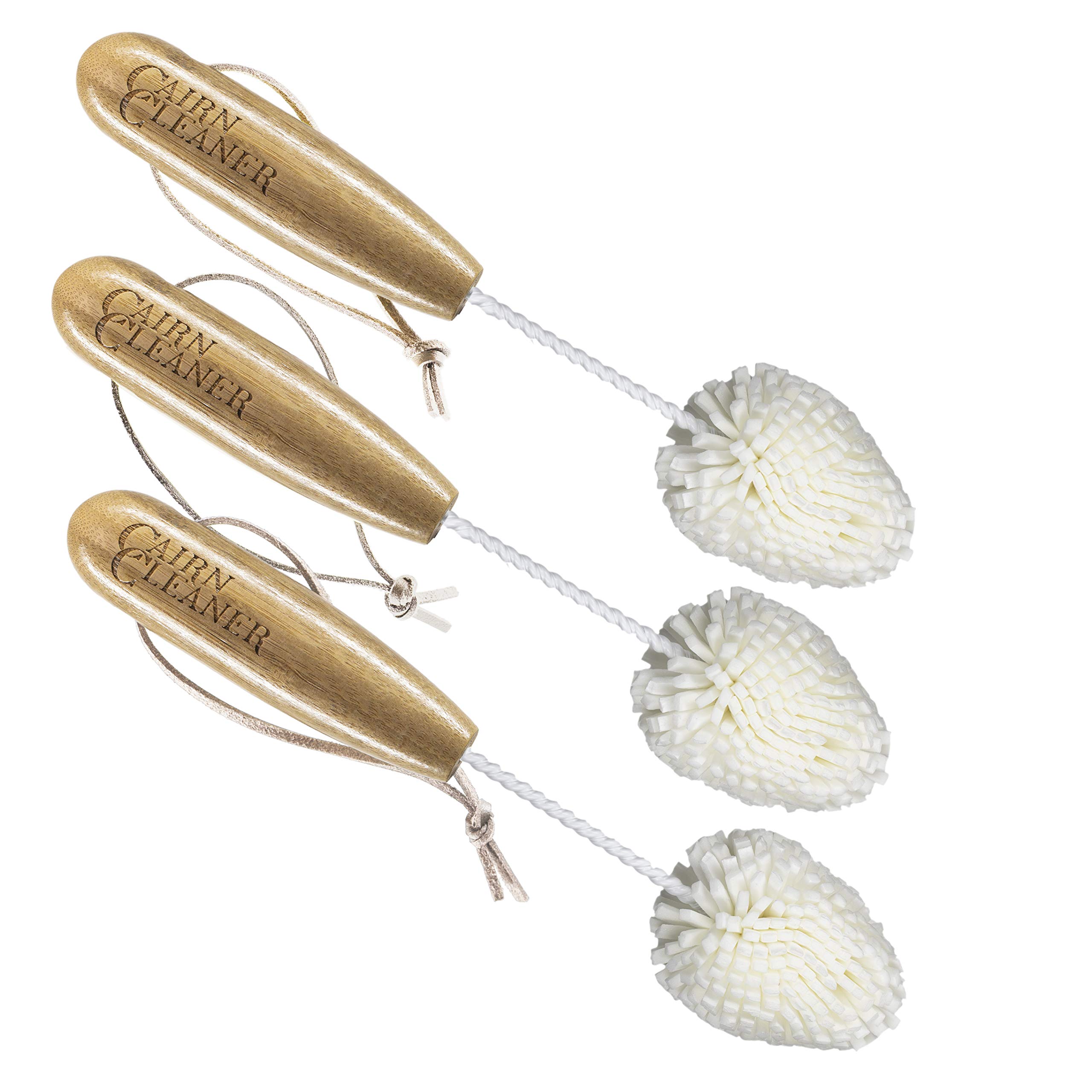 CairnCleaner Whiskey Tasting Glass Brush - Also for wine glasses and champagne flutes, Natural Bamboo 3-Pack