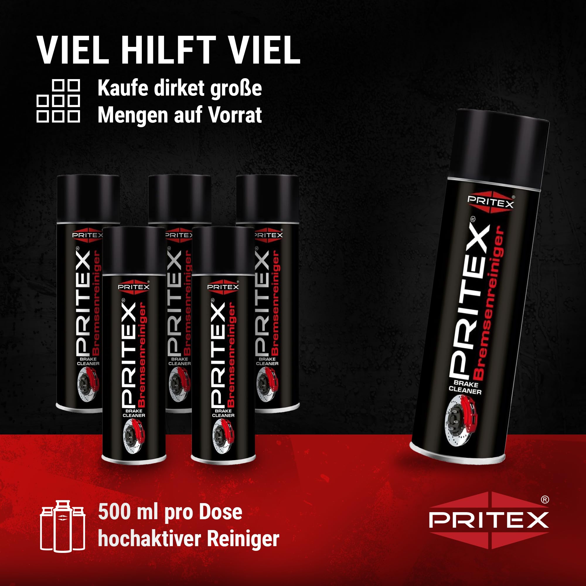 PRITEX – Bremsenreiniger Spray 2 x 500 ml – Auto Teilereiniger zur Entfettung von Bremsen, Kupplungen, Motor- & Maschinenteilen – rückstandsfrei & umweltneutral HOHE QUALITÄT 4