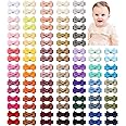 YHXX YLEN Baby Hair Bows for Girls Mini Fully Lined Hair Bows Grosgrain Ribbon 1.2" Tiny Baby Hair Clips for Baby Girls Infant Fine Hair 100PCS (50 Colors in Pairs)