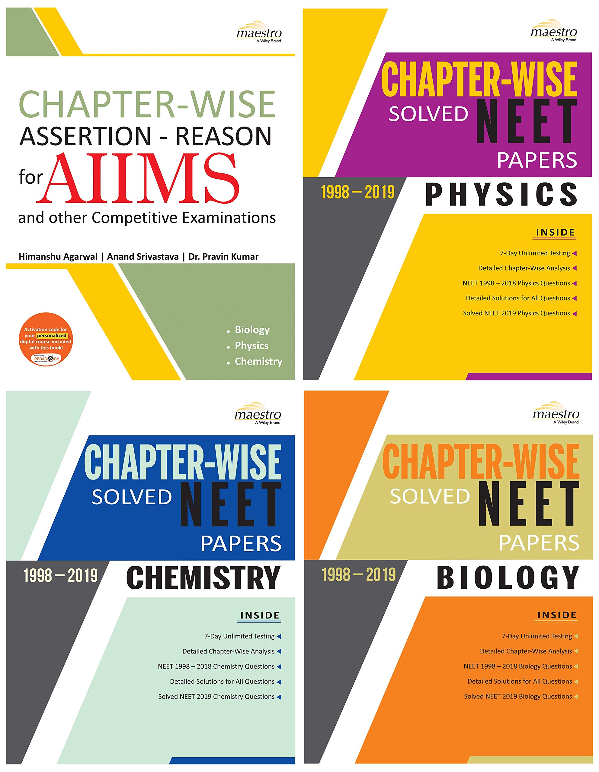 Wiley Chapter-Wise Solved NEET Papers (1998-2019) Chemistry | Physics | Biology | Chapter-wise Assertion-Reason for AIIMS and Other Competitive Examinations Combo (Set of 4 books) Wiley Chapter-Wise Solved NEET Papers (1998-2019) Chemistry | Physics | Biology | Chapter-wise Assertion-Reason for AIIMS and Other Competitive Examinations Combo (Set of 4 books)