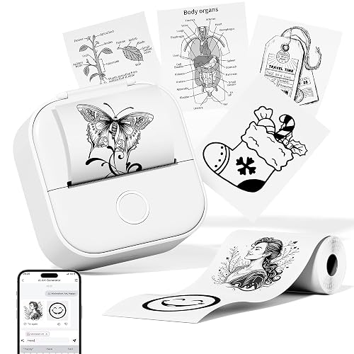 Phomemo Mini Printer, T02 Sticker Printer, Mini Label Maker Machine for Study, Used for iOS Android,Small Pocket Label Maker for Notes Picture DIY