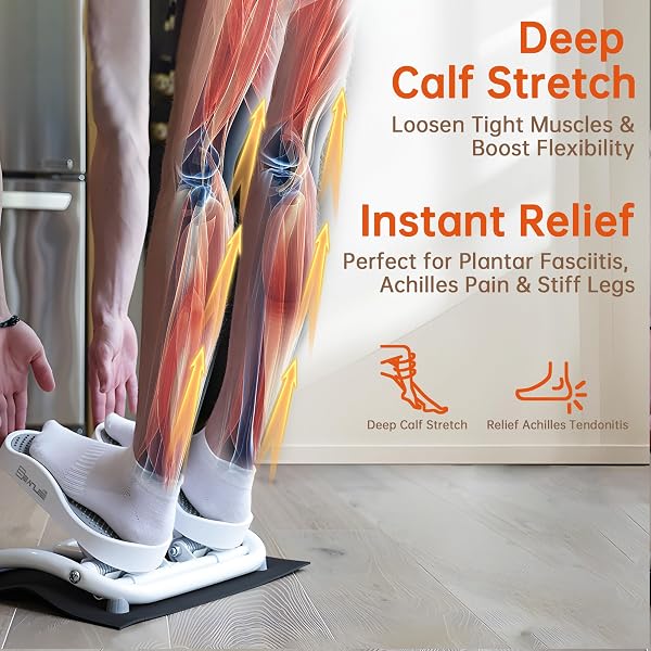 SEANLEECORE CALF STRETCHER – SLANT BOARD STRETCHING FOR PLANTAR FASCIITIS & ACHILLES TENDONITIS, FEET MOBILITY,UNDER DESK STEPPER LEG EXERCISER WITH FOOT MASSAGE FOR EXERCISE& PHYSICAL THERAPY