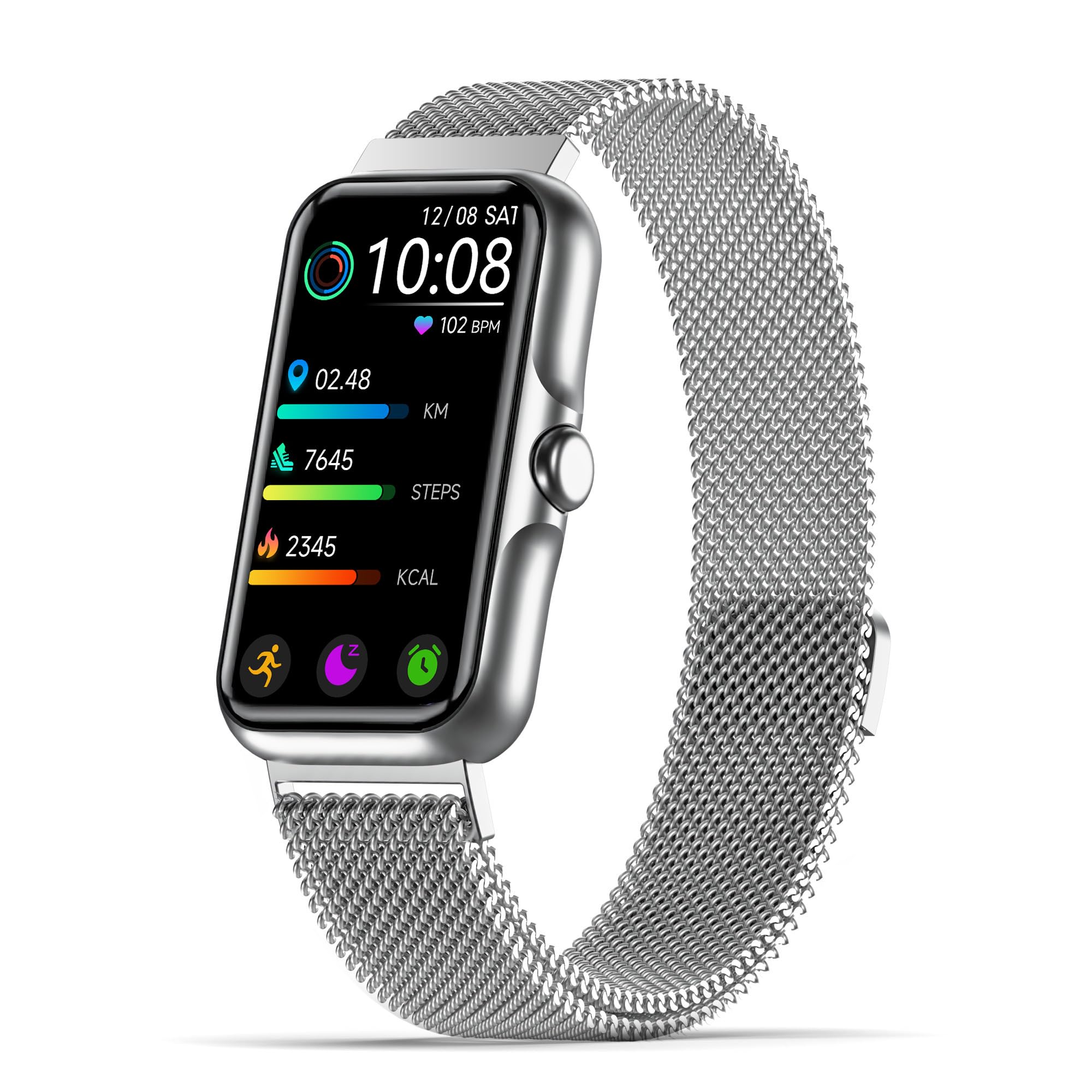 Photo 1 of ***The  piece that secures the bracelet is missing***Sunorshop Health Fitness Tracker, Smart Watch with 24/7 Heart Rate and Blood Oxygen Monitor, Sleep Tracker with IP68 Waterproof, Activity Tracker Pedometer Step Counter for Women Men (Silver)***The  pie