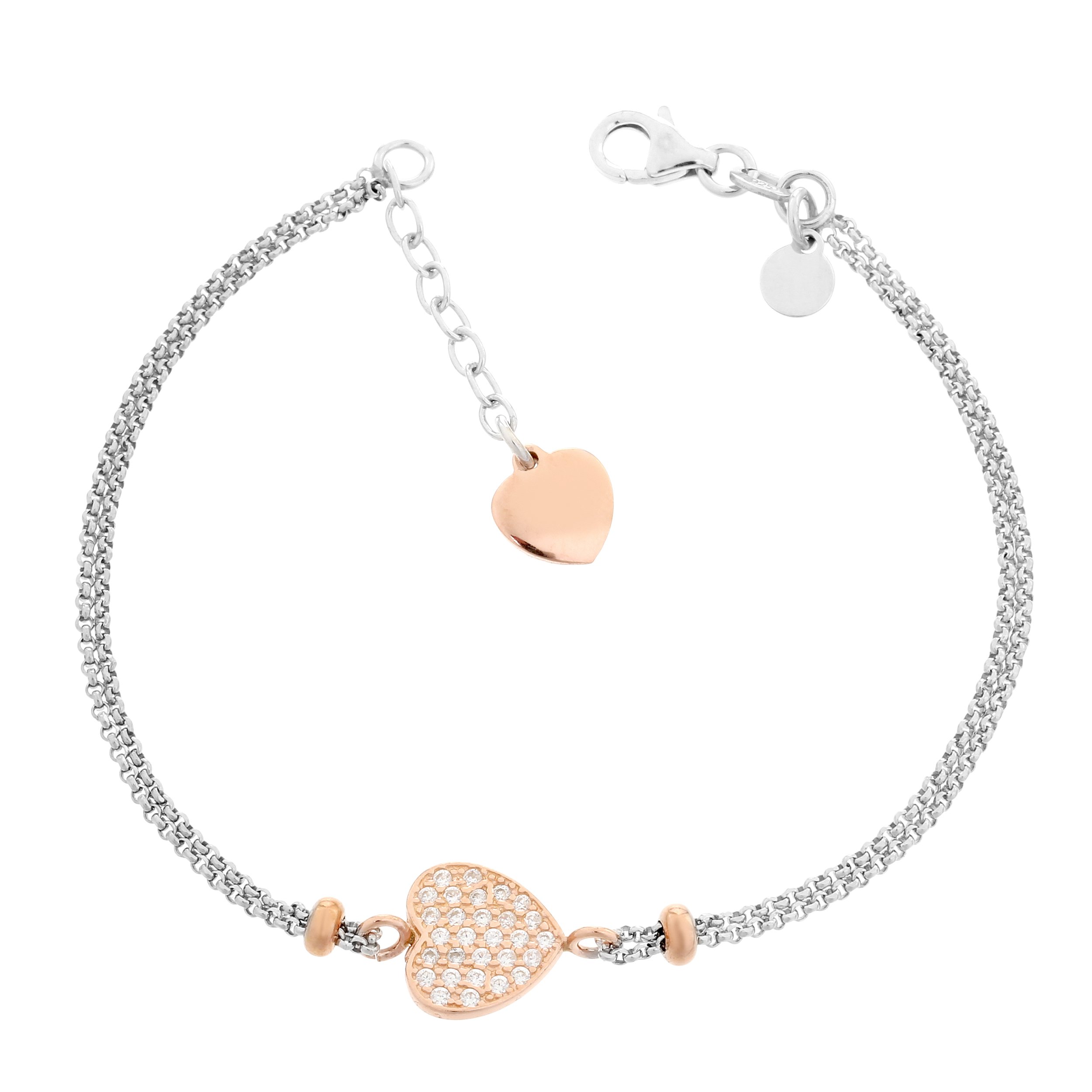 Orphelia Women's 925 Rose Gold Sterling Silver Bracelet of Length 18-20cm ZA-7195
