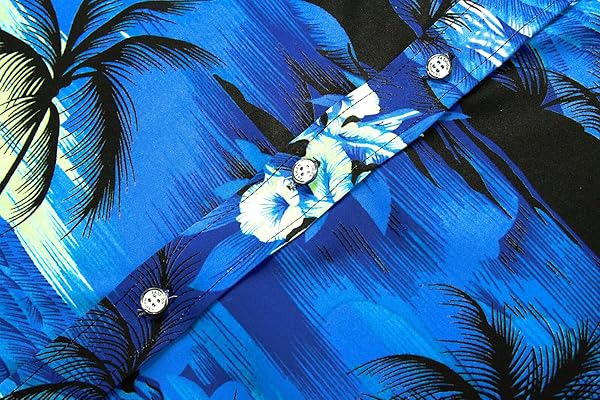 EUOW MEN’S HAWAIIAN SHIRT SHORT SLEEVES PRINTED BUTTON DOWN SUMMER BEACH DRESS SHIRTS (CYAN BLUE, L)