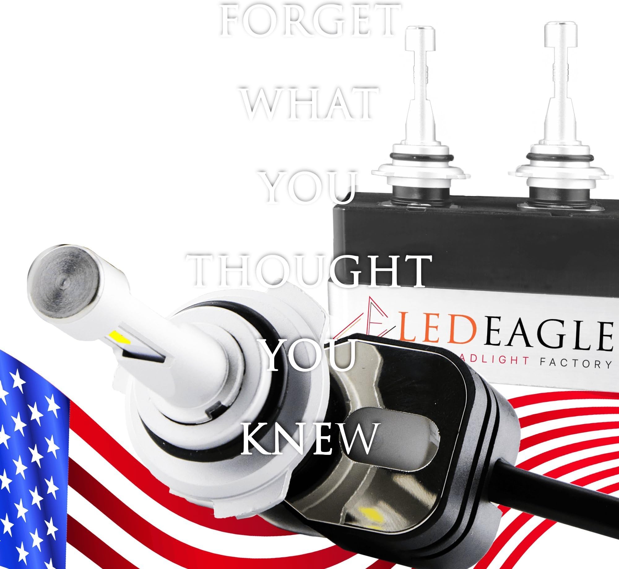 9012 LED Headlight Bulbs Conversion Kit +300% Light on Road 9900LM Cool White 6000K 60W 12V CSP Replace Halogen/HID High Low Beam Fog Light Driving Lamp, Adjustable Beam Angle Dual Heatsink LED EAGLE