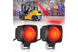 eTzone NewSquare LED Forklift Safety Lights Red Forklift Backup Lights 10W DC 12-100V Warehouse Pedestrian Warning Spotlight - 2Pack