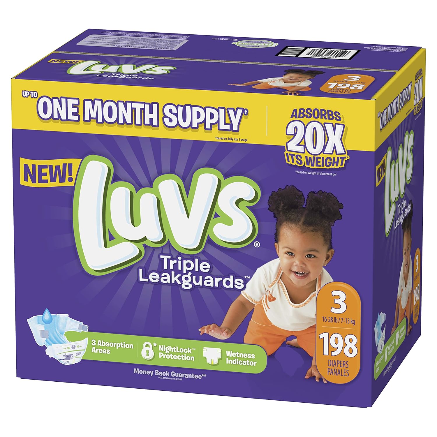 Luvs Ultra Leakguards Disposable Baby Diapers, Size 3, 198 Count, ONE