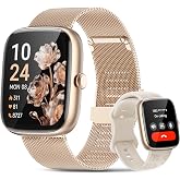 Smart Watches for Women Android/iPhone, Fitness Trackers with Answer/Call | Sleep Tracker/Step Counter/Heart Rate/SpO2 Monitor, Health Watch for 100+ Sports Modes, IP68 Waterproof, 2 Changeable Bands