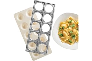 Ravioli Mold with Extra Large 2 1/2 Inch Squares- Authentic Ravioli Tray and Press, Makes 10 Italian Raviolis at a Time, Easy