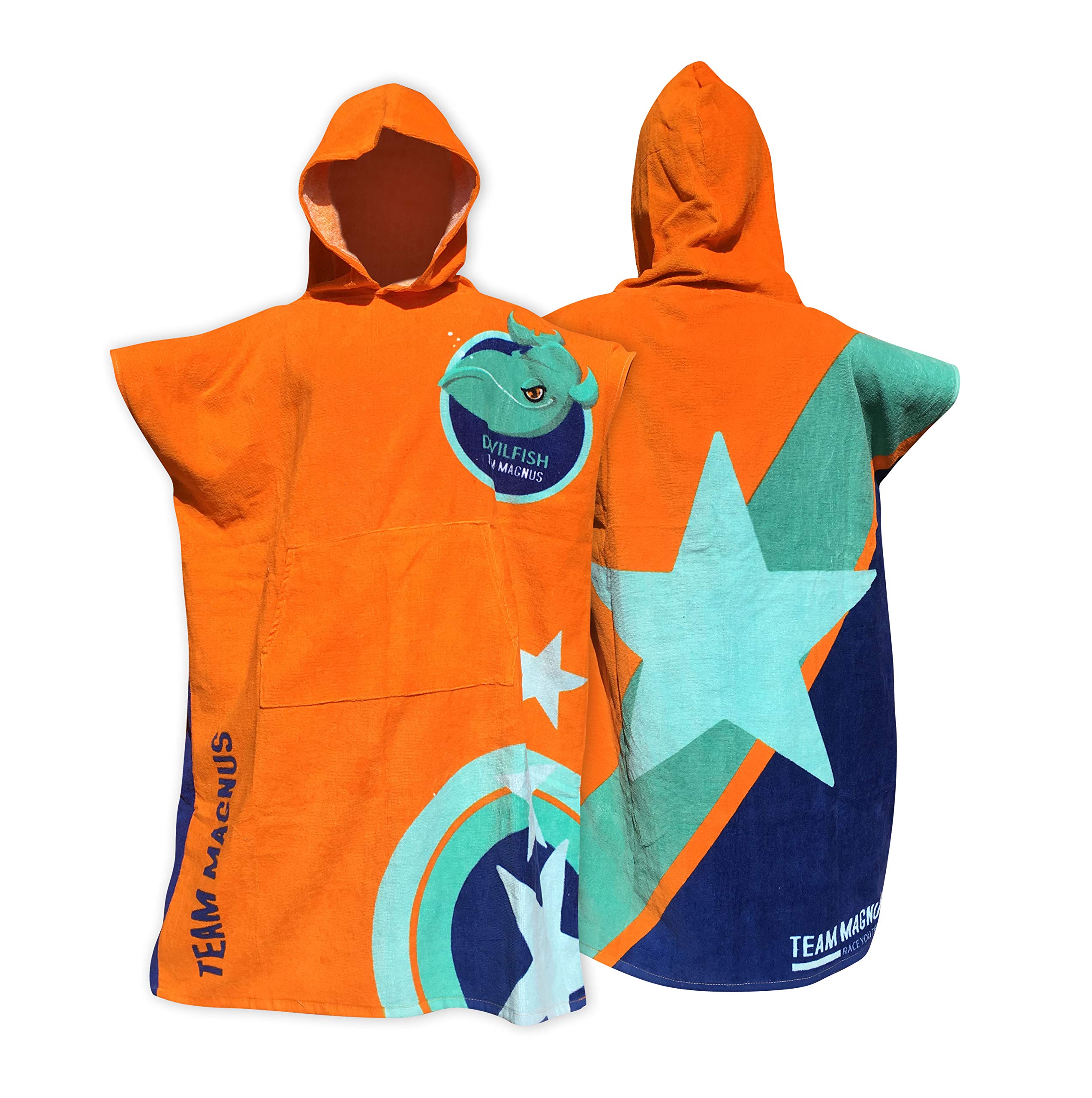 Team Magnus kids poncho towel - bathrobe for kids - one size for 4'-5'6"