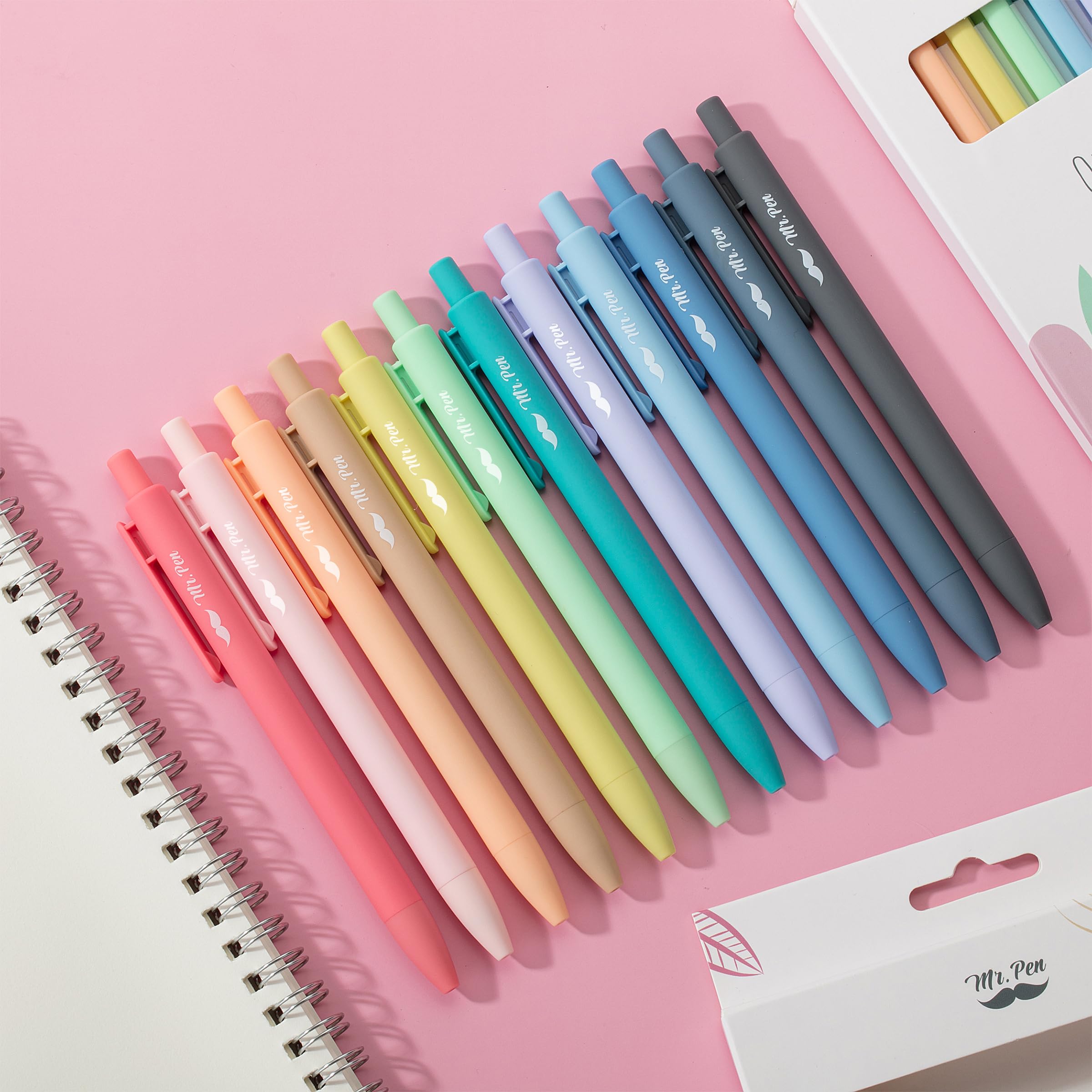 Mr. Pen Retractable Gel Pens, 12 Pack, Fast Dry, Gel Pens Fine Point 0.7mm, Retractable Pens, Cute Pens, Back to School Supplies