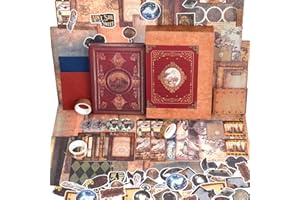 Funto Scrapbooking Kit (185 PCS), Medieval Chapter- Magic Books, Perfect for Bullet Scrapbooking Materials, Planner DIY Craft Collage