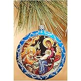 Religious Gifts - Nativity of Christ Jesus Christmas Tree Ornament Decoration 4 1/2 Inch, Blue