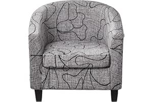 KRFOONN Club Chair Slipcover 2 Piece Stretch Printed Round Barrel Chair Covers Removable Tub Chair Slipcover with Elastic Bottom Chair Coverings Furniture Protector Cover for Living Room, B8