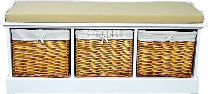 FoxHunter - Banco zapatero de madera, asiento con almacenamiento para