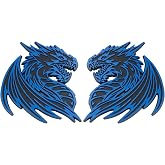 Dragon Emblem 3D Car Badge &ndash; Custom Decal Sticker for Car, Truck, SUV &ndash; Durable Exterior Trunk, Hood, Fender (Set of 2) (Blue)