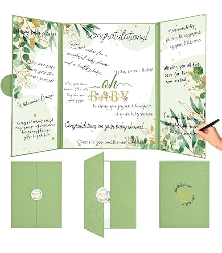Baby Prediction & Advice Cards For Baby Shower - Rustic Gender Neutral Cards With Wooden Box - View #2