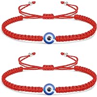 Fytease 2PCS Handwoven Red & Black String Bracelets - Buddhist Tibetan Style Adjustable Rope Bracelets For Protection & Luck - View #3