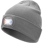 AOPREL Beanie with The Light, Unisex USB Rechargeable Headlamp Winter Knitted Cap for Men Dad Husband
