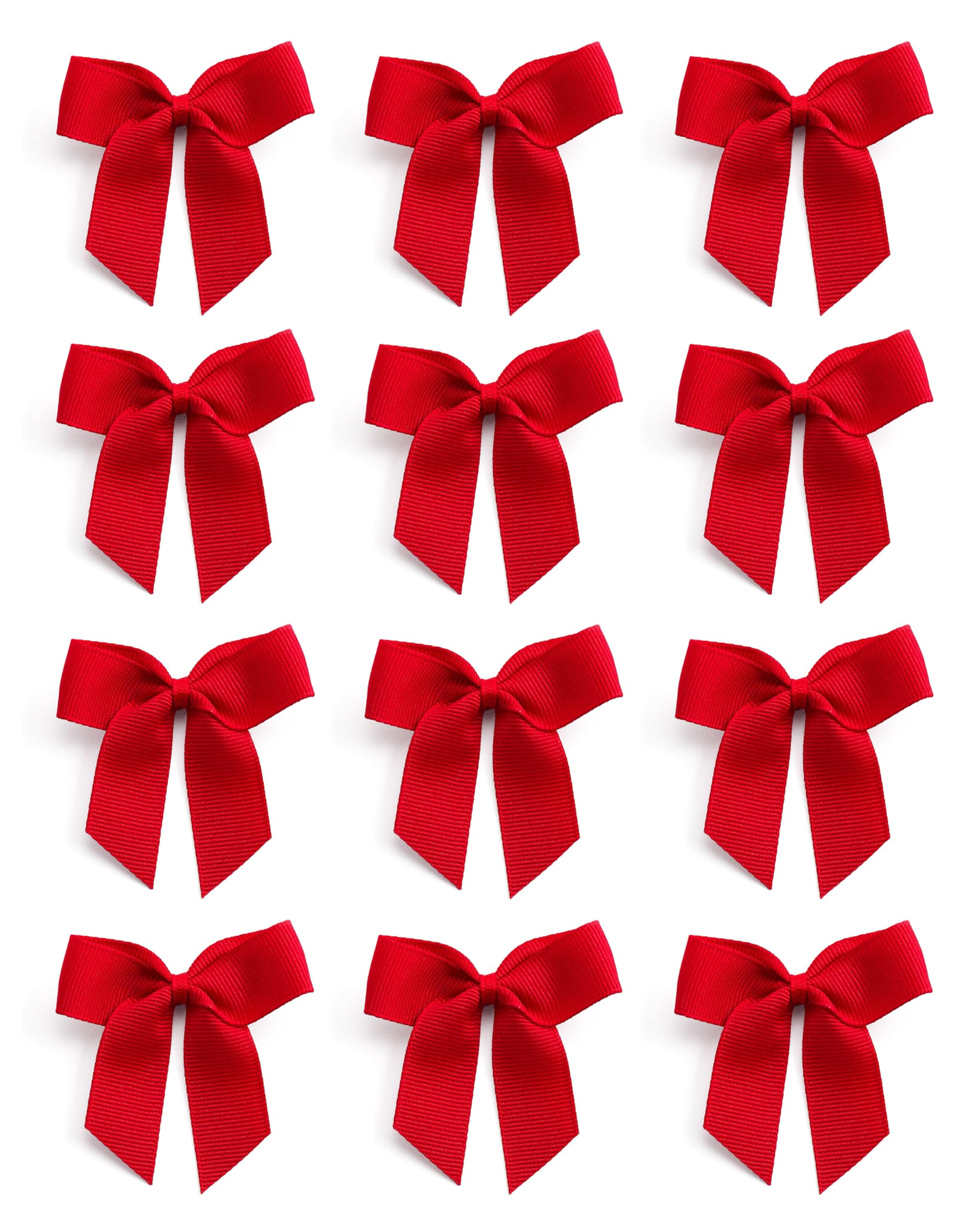 Italian Options Small Grosgrain Ribbon Bows, Self Adhesive Bows for Crafting, Gifts, Sewing, Hair Bow, Wedding Stationery, Floristry, Cakes, Crafts, Decorations, Red, 12 Pack, 5cm