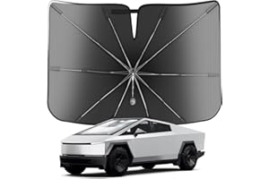 EPLTION [Upgrade] Portable Cybertruck 2024-2025 Windshield Sunshade Umbrella [Military-Grade Sturdy] with Carry Bag,Ice Crystal Durable Compact Shade Umbrella UPF50+ UV Front Window Protection Outdoor Camping