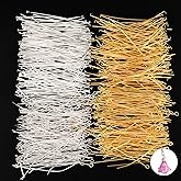 800 Pcs 2 Inch Flat Head Pins and Eye Pins for Jewelry Making,Gold and Silver Metal Straight Headpins for DIY Earrings, Bracelets, Necklaces, and Crafting Projects