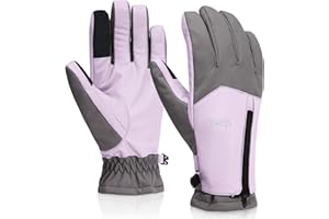 MCTi Winter Gloves for Women Waterproof Warm for Cold Weather Touchscreen Zipper Gloves