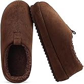 COFACE Men's Clog Slippers Cozy Thick Cushion Memory Foam Indoor Outdoor Lightweight Warm Sherpa Lining House Shoes For Man With Arch Support Rubber Hard Sole