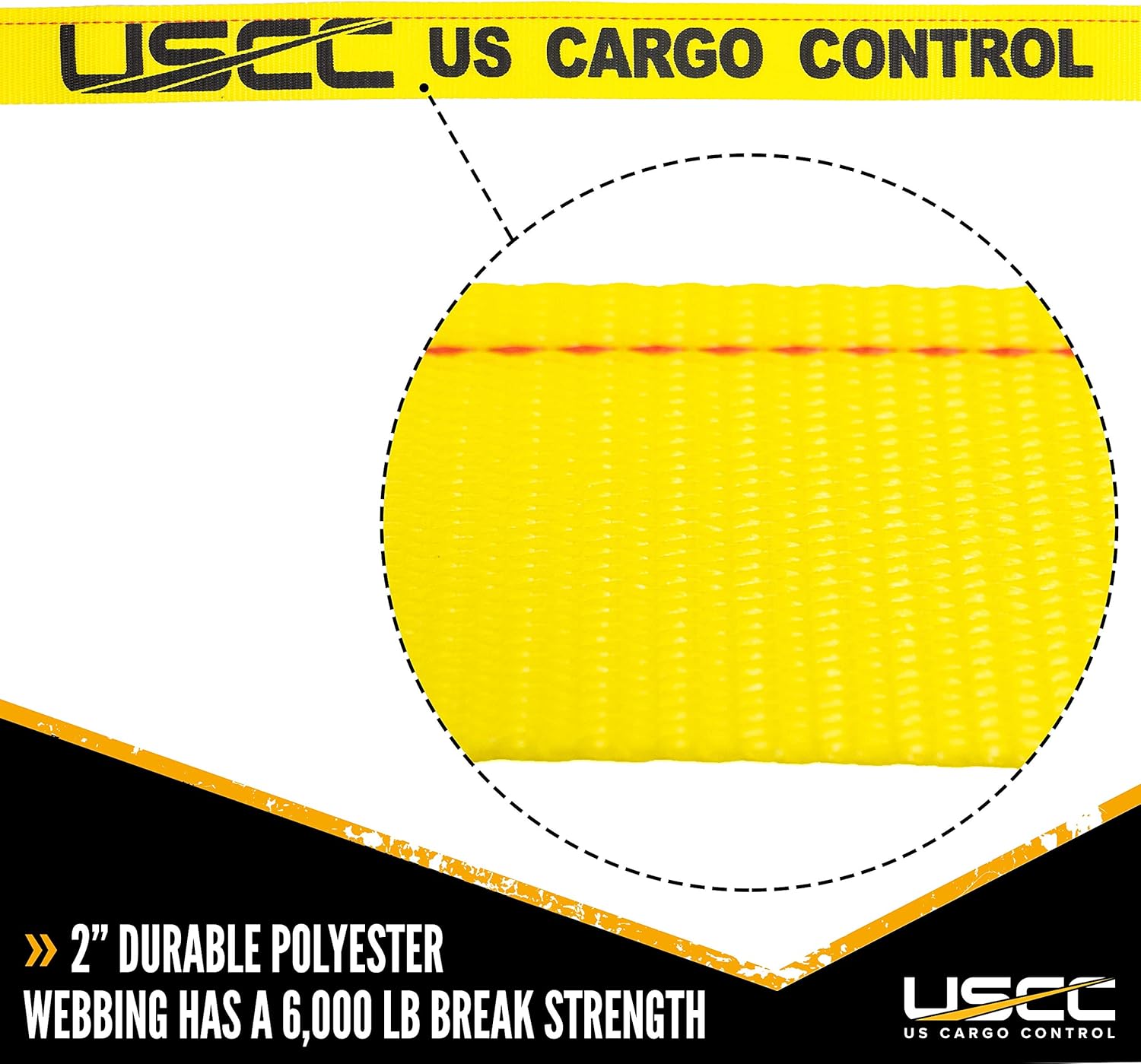 US Cargo Control E Track Cam Buckle Strap - 2 Inch X 12 Foot Yellow E Track Strap - Spring E Fittings - Easily Secure Cargo in an Enclosed Van Trailer - 833 Pound Working Load Limit - 10 Pack - Ratchet Tie Downs - 