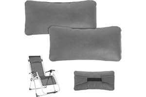 AkiiGer Chair Replacement Pillow, Generic Removable Headrest Neck Pillow for Zero Gravity Chair/Reclining Lounge Chair, with Elastic Band, Softer and More Elastic Filler & Smoother Surface Cloth